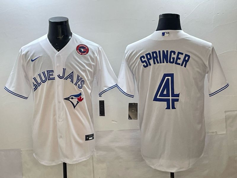 Men 2025 Toronto Blue Jays #4 Springer White Game Nike MLB Jersey style 04->toronto blue jays->MLB Jersey